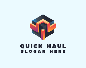 3D Futuristic Technology Cube logo design