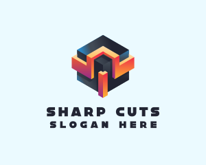 3D Futuristic Technology Cube logo design