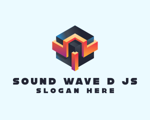 3D Futuristic Technology Cube logo design