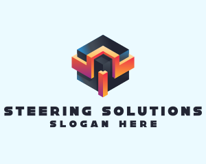 3D Futuristic Technology Cube logo design