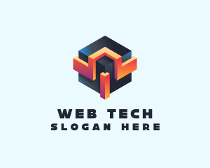 3D Futuristic Technology Cube logo design