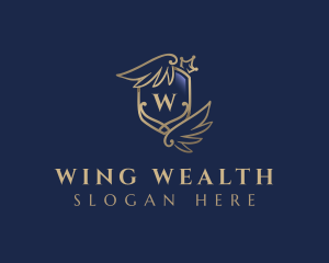 Wings Shield Crown logo design