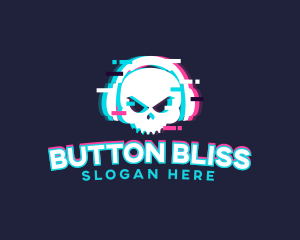 Glitch Skull Headphone logo design