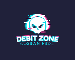 Glitch Skull Headphone logo design