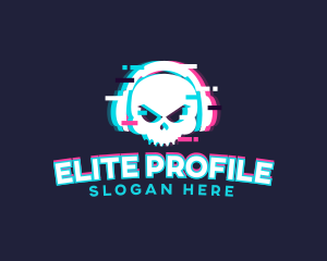 Glitch Skull Headphone logo design