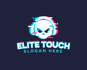 Glitch Skull Headphone logo design