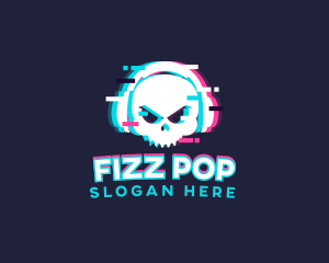 Glitch Skull Headphone logo design