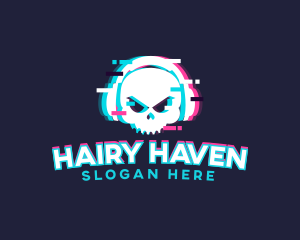 Glitch Skull Headphone logo design