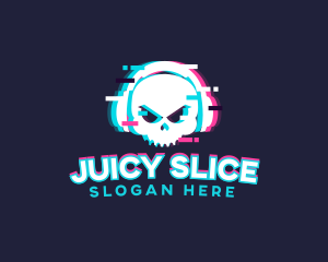 Glitch Skull Headphone logo design