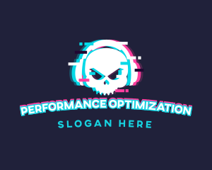 Glitch Skull Headphone logo design