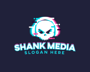 Glitch Skull Headphone logo design