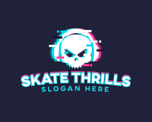 Glitch Skull Headphone logo design