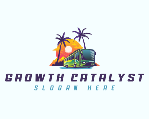 Tropical Shuttle Bus Tour logo design