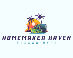 Tropical Shuttle Bus Tour logo design