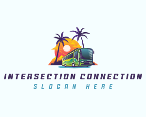 Tropical Shuttle Bus Tour logo design