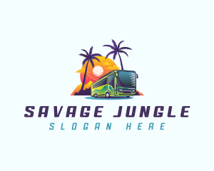 Tropical Shuttle Bus Tour logo design