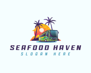 Tropical Shuttle Bus Tour logo design