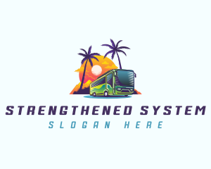 Tropical Shuttle Bus Tour logo design