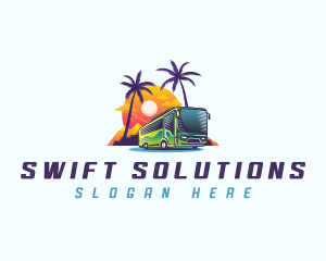 Tropical Shuttle Bus Tour logo design