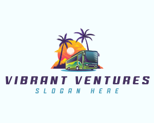 Tropical Shuttle Bus Tour logo design