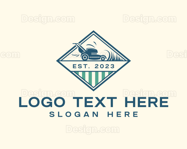 Grass Cutting Gardener Mower Logo