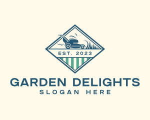 Grass Cutting Gardener Mower logo design