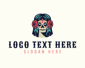 Floral Skull Flower logo