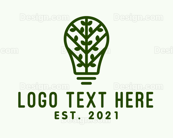 Green Vine Light Bulb Logo