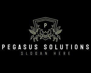 Pegasus Horse Crown logo design