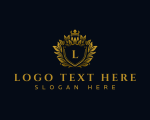 Luxury Crown Leaves Shield logo