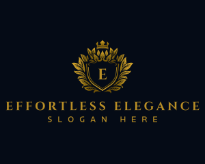 Luxury Crown Leaves Shield logo design