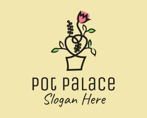 Flower Pot Outline logo design