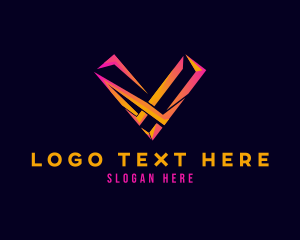 Modern Futuristic Tech Letter V logo