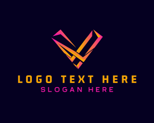 Modern Futuristic Tech Letter V logo