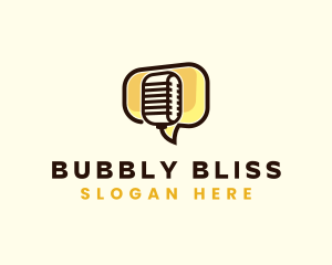 Microphone Chat Bubble logo design