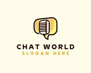 Microphone Chat Bubble logo design