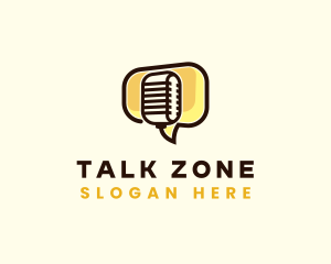 Microphone Chat Bubble logo design