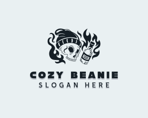 Flaming Skull Pub logo design