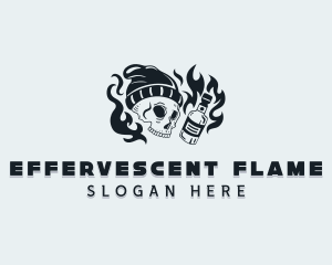 Flaming Skull Pub logo design