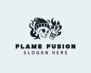 Flaming Skull Pub logo design