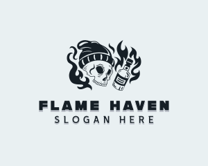 Flaming Skull Pub logo design