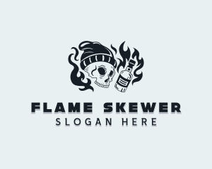 Flaming Skull Pub logo design