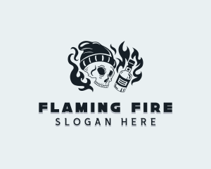 Flaming Skull Pub logo design