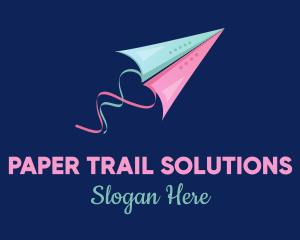 Paper Plane Heart logo design