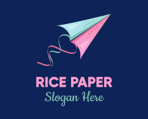 Paper Plane Heart logo design