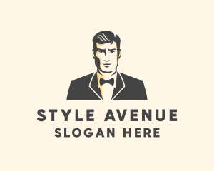 Handsome Man Fashion Tuxedo logo design