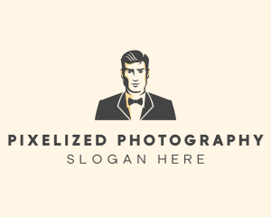 Handsome Man Fashion Tuxedo logo design