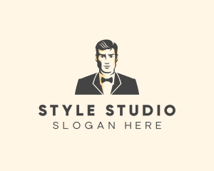 Handsome Man Fashion Tuxedo logo design