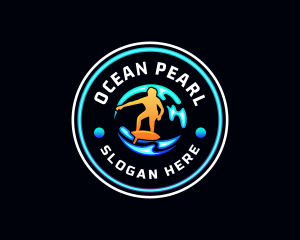 Ocean Wave Surfing logo design