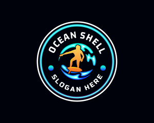 Ocean Wave Surfing logo design